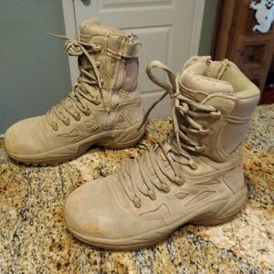 Reebok Rapid Response Tactical Boots Tan Beige 8" Leather Men’s 5M Women’s 7M 7